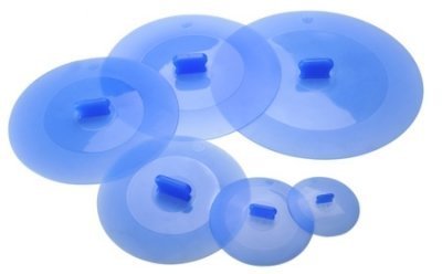 Set di 6 coperchi in silicone Ventosa, blu, misure 8,5/12/18/22/25 e 29 cm, coperchio in silicone originale Gerti Gundel