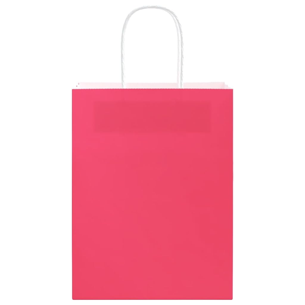 250 Stück Papiertragetaschen Rosa 21x11x28 cm Kraftpapier Geschenktüten mit Henkeln für Einkauf Takeaway Party