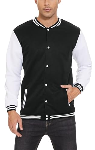 Men's Bomber Jacket Varsity Baseball Jackets Windbreaker Lightweight Slim Fit Button Down Letterman Jacket2