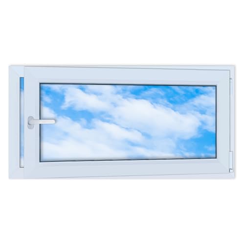 LORAC | Fenêtre en plastique blanc 1200 x 600 mm, 120 x 60 cm, PCV, DIN droite, inclinable et exposable, double vitrage, économe en énergie – Fenêtre avec certificat CE pour cave et appartement