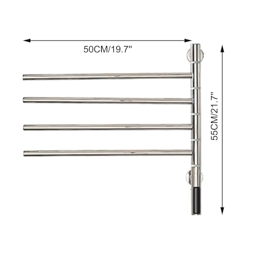 Calentador de Toallas eléctrico para baño, toallero de Pared Giratorio de 180°, con Pantalla LCD, Temporizador, Temperatura Constante y cableado.