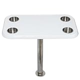 White Pontoon Boat Table Top & Post - No-Wobble Pontoon Table with Flush Mount Anchor & Stabilizing Floor Plate - Easy-to-Install, Compact Design with Modular Accessory Mount - Available in 6 Colors