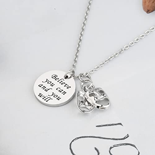 Image of BAUNA Actor Gifts for Theatre Tragedy Comedy Mask Thespian Mask Charm Bracelet Musical Theatre Gift for Actor Acting Director Theater with Inspirational Quote