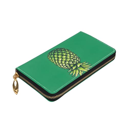 (a pineapple) Faux Leather Wallet Long Clutch Zipper Purse Card Holder Travel Coins Cash Organizer Phone Pocket 7.48 x 4.13 x 0.9 inches3