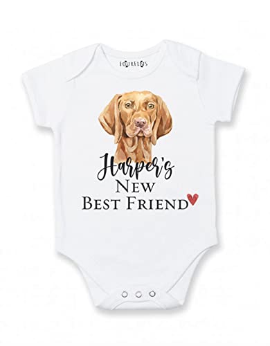 New best friend Vizsla baby clothes Personalized dog baby outfit3
