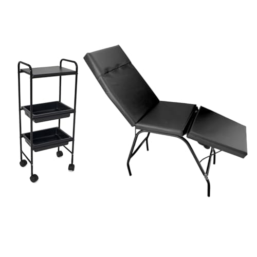 HENVIFER, Kit Preto Maca 3 Posições + Carrinho Tatuagem Estética Salão