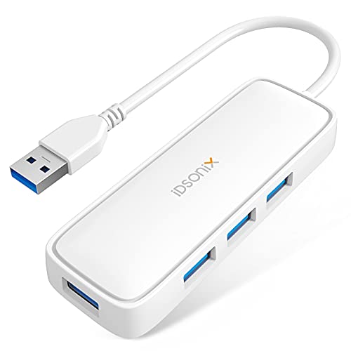 iDsonix USB Hub, Ultra-Slim 4-Port USB 3.0 Hub 5Gbps Data Transfer USB-A Hub, USB Data Hub for Laptop, MacBook, Mac Pro, iMac, Surface Pro, XPS, PC, Flash Drive, Mobile HDD, SSD, Keyboard, Mouse, ect