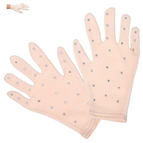 1Pair Sequin Decorative Party Gloves for Girls Figure Skating and Dance Performance Accessories Stylish Stage Gloves for Costume and Party Events