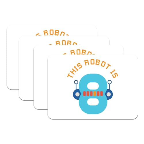 Set de 4 sets de table robot 8 ans grand format blanc en caoutchouc lavable