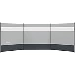 Outsunny Camping Windbreak, 4 Pole Windbreaker Blocker with Clear Windows, Carry Bag and Steel Poles, for Beach Caravan Campervan, 440 x 140cm, Grey