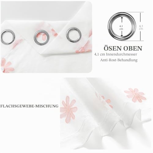 MYSKY HOME Vorhänge mit Ösen Gardinen Wohnzimmer Schlafzimmer Vorhang Kurz 2er Set Gardine Halbtransparent Curtains for kinderzimmer… – Ansicht 2