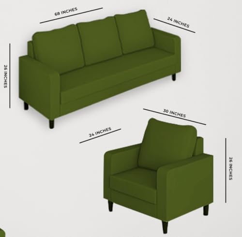 Image of The MM Furniture store Premium Fabric Sofa - Olive (3+1+1 Seater)