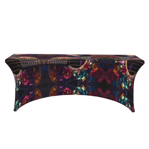 Housse de table rectangulaire extensible 1m80 imprimé guitares EdWal - 3