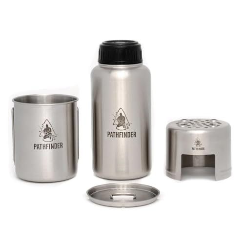 The Pathfinder School 32oz Stainless Steel Water Bottle, Cup, and Stove Set