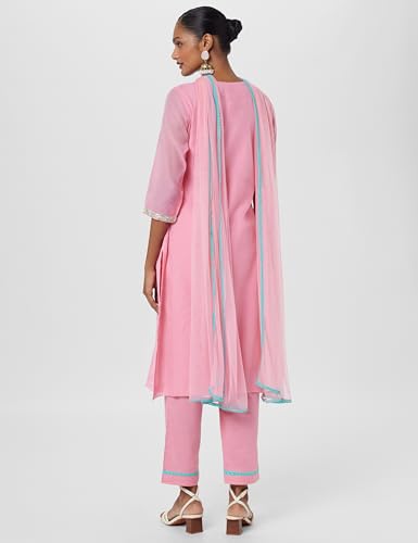 Image of BIBA Women Art Silk A-Line Kurta Regular Pant Suit Set