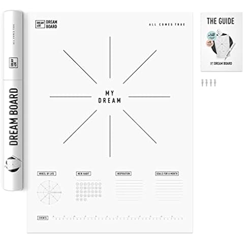 Dream&Do Vision Board Kit for Adults - Wall Planner and Habit Tracker - Law of Attraction Manifestation - Mood Dream Vision Boards Supplies - 140 Stickers, 18 Techniques for Goal Setting, 2-Sided Use Cover