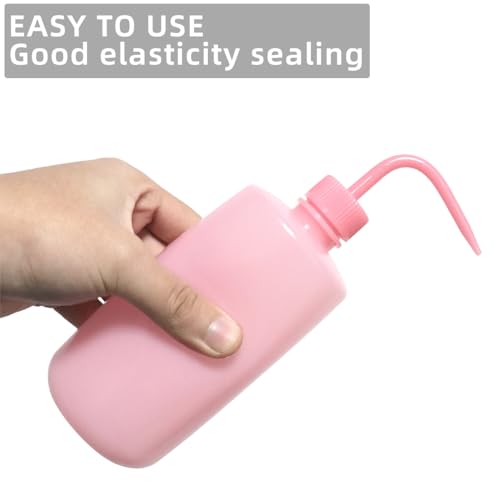 Mekupeu Eyelash Tatoo Plant Wash Bottle Plastic Watering Squeeze Rinse Bottle Watering Tools For Medical Succulent Cleaning Washing Bottles (Pink &Blue, 500ml)