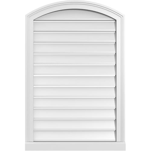 Ekena Millwork GVPAR24X3603SF Arch Top Surface Mount PVC Gable Vent, Factory Primed White