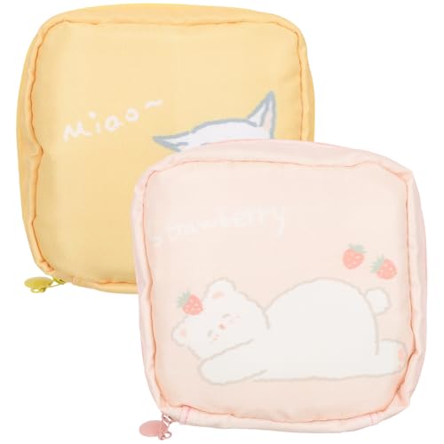 CRAFTHROU Bolsa para Compresas Higiénicas de Tela Oxford Cierre Cómodo y Diseño Único para Niñas y Mujeres, Almacenamiento Privado y Portátil de 2 Piezas