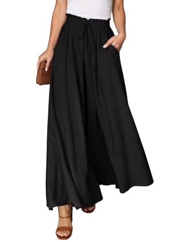 Image of Dokotoo Pants for Women Casual Elastic Waist Wide Leg Pants with Pockets