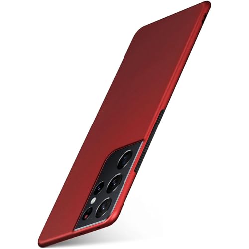 Coque Samsung S21 Ultra MoEx rigide rouge mat métallisé pour une protection fine