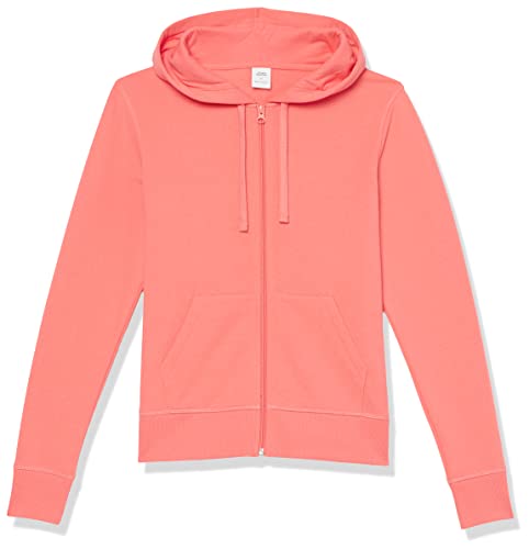 Amazon Essentials Women's French Terry Fleece Full-zip Hoodie, Coral Pink, Small