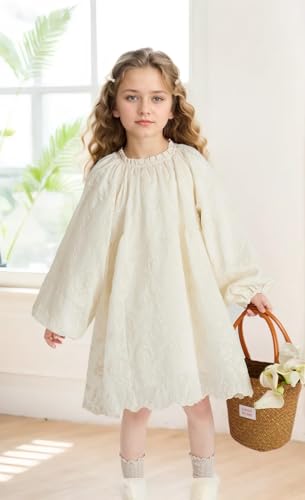 Girl's Casual Dress Summer Scoop Neck Long Sleeve Sundress for Kids3
