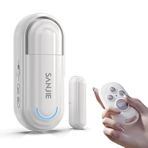 SanJie Pool Door Alarms for Home Security Loud, 0-120 Db Volume Ajustable with 4 Modes, Wireless Door Alarms with Remote for Kids Safety/Dementia Patients/Home/Pool 1Sensor+1Remote