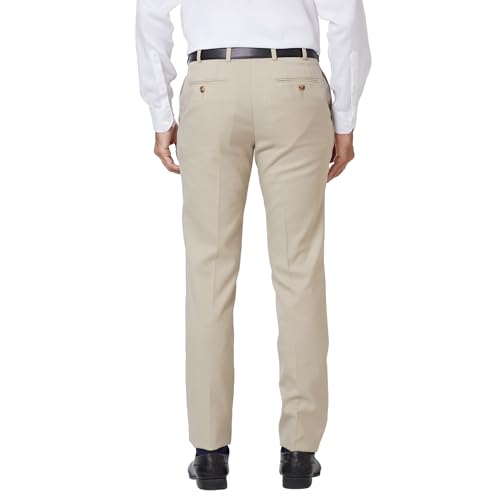 Image of Raymond Men Slim Fit Structure Pattern Poly Viscose Lycra Blend Flat Front Formal Trouser