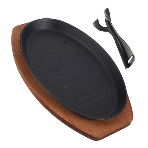 TOYANDONA Poêle en Fonte pour Teppanyaki et Grillades Plaque Rectangulaire 12 Pouces Fourchette Surface Facile à Nettoyer pour Repas de Famille et Barbecue