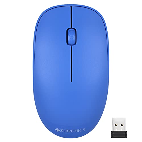 ZEBRONICS Haze Wireless Mouse for Computers, Laptops with 1200 DPI, Advanced Optical Sensor, 2.4GHz USB Nano Receiver, Plug – Play Usage, Power Saving Mode and Comfortable use on Most Surfaces – Blue