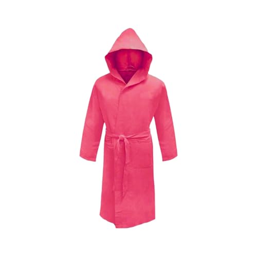 Puraluna Albornoz de microfibra premium con capucha, unisex, práctico para el viaje y el gimnasio, con cómoda funda de PVC, para hombre y mujer, fucsia, XL