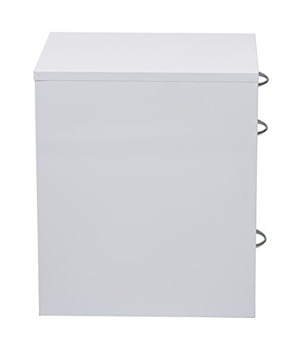 Office Star 3-Drawer Metal File Cabinet, White Finish