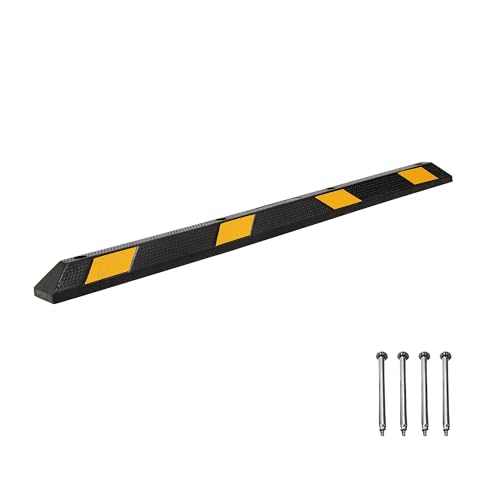 Image of TROPOW 1 Pack Heavy Duty Rubber Parking Curb (72.8" Extra Wide) - 44000 Lb Capacity with 4 Reflective Strips, UV/Oil Resistant for Driveways & Commercial Lots