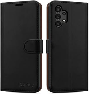 iCatchy for Samsung Galaxy A13 4G Case Leather Wallet Book Flip Folio Stand View Cover Pouch for Samsung Galaxy A13 4G (Black)