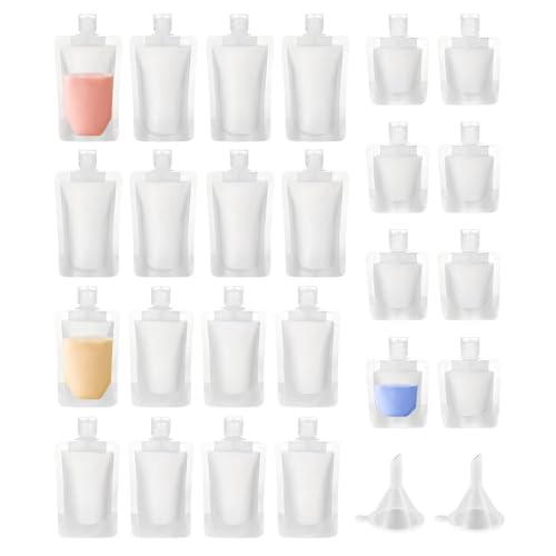 YZROHYI 24 Piezas Kit Viaje Avion Liquido,Bolsa para Líquidos con Embudos,Botes Rellenables Viaje,Recipientes de Viajes,Botellas de Viajes Transparentes,Travel Liquid Containers para Champús, Lociones