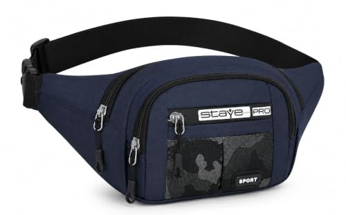 Image of Waist Bag for Man & Woman | Travel Handy Hiking Running Pouch with Zipper | Adjustable Strap Fanny Pack for Documents Money Card Phone Earphone (Neavy Blue)