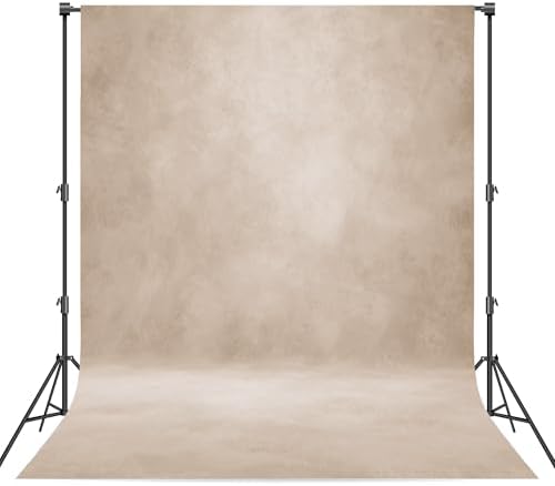Haboke Abstract Professional Photography Backdrop for Portrait Photo Props Booth Background Photoshoot Studio with Polyester Fabric Roller Pocket on Top (8x12ft,Light Beige,No Stand)