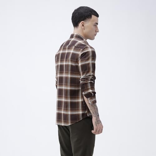 Image of BASICS 100% Cotton Checked Shirt for Men | Slim Fit | Everyday Smart Casual Wear | Full Sleeve