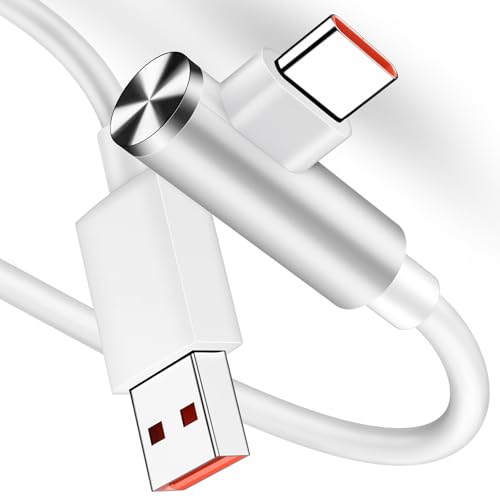 Image of 120W 6A USB Type C Cable 1.8M, 90 Degree L Shape USB C Fast Charging Cable for Xiaomi 14T 13T 12 11T Pro, Fast Charge Cable for Xiaomi 15 14 Ultra Pad 7, POCO F7 F6 X7 M6 Pro Redmi 14C Note 14 13