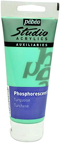 Pébéo - Studio Acryl 100 ML Phosphoreszierendes Gel Türkisblau - Acrylbindemittel Selbstleuchtende Phosphoreszierende Malerei - Phosphoreszierendes Farbgel Pébéo Acryl - Türkisblau 100 ml