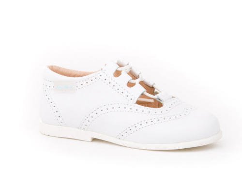 Zapatos Inglesitos para Niños Todo Piel Mod.804. Calzado Infantil Made in Spain, Garantia de Calidad. (22, Blanco)