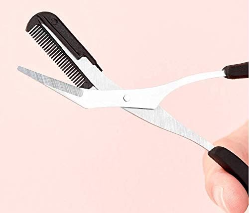 ericotry Professional Precision Eyebrow Trimmer Scissors Scissors with Comb and Non Slip Finger Grips Black Silver Tone for Men Women Hair Removal Grooming Shaping Black