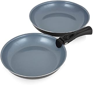 Tower Freedom T800202 3 Piece Cookware Set with Ceramic Coating, Stackable Design and Detachable Handle, Graphite, Aluminium