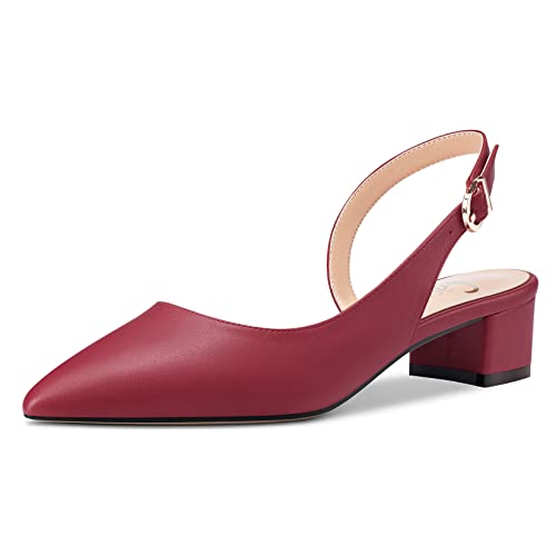 Escarpins slingback bordeaux 42 à petit talon de 3.5 cm chic