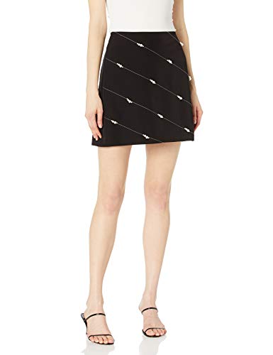 MILLY Women's Pearl Embroidery on Cady Skirt