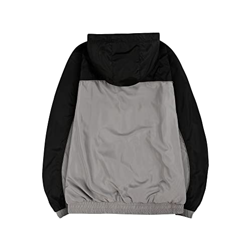 Image of Mywu Mens Windbreaker Jacket Colorblock Casual Hooded Lightweight Jackets 90s Wind Breaker