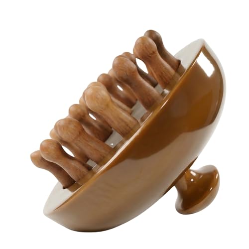 Image of Scalp Massager Brush with Wooden Nodes - Head Massage Tool for Hair Growth, Dandruff Relief, Stress Relaxation & Blood Circulation | Manual Portable Head Massager for Men & Women (Brown-Round)