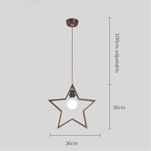 Chandelier pentagram solid wood pour éclairage suspendu de cuisine et salle à manger 36cm