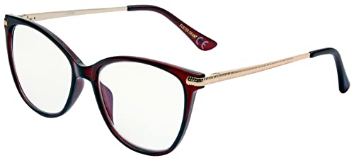 Foster Grant Elm Reading Glasses for Women +3.50, Cat Eye Frame in Translucent Wine with Spring Hinges - Image 2